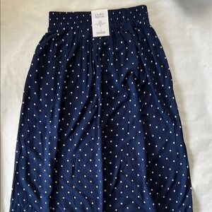 Croft & Barrow Dark Blue Skirt with Cream Dots - Size XS